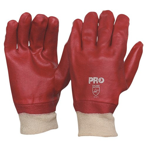 Pro Choice 27cm Red PVC / Knit Wrist Gloves Large - Carton (120 Pairs) (PVC27KW) PVC Gloves ProChoice - Ace Workwear