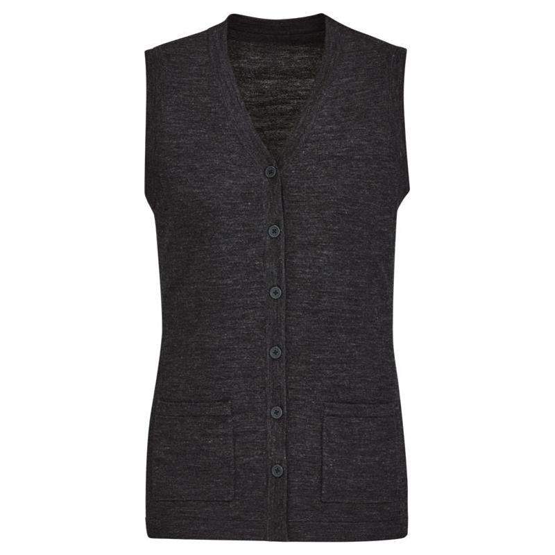 Biz Care Womens Button Front Knit Vest Healthcare Knitwear/Outerwear Biz Care - Ace Workwear