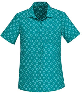Biz Care Womens Easy Stretch Daisy Print Short Sleeve Shirt Healthcare Shirts Biz Care - Ace Workwear