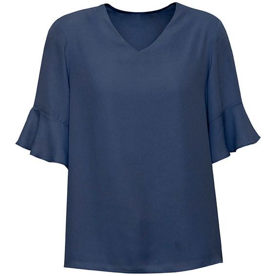Biz Corporates Womens Aria Fluted Sleeve Blouse (RB966LS) Ladies Shirts, signprice Biz Corporates - Ace Workwear