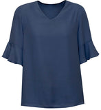 Biz Corporates Womens Aria Fluted Sleeve Blouse (RB966LS) Ladies Shirts, signprice Biz Corporates - Ace Workwear