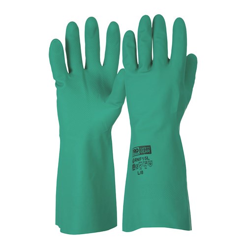 Pro Choice Green Nitrile Gloves - Pack (12 Pairs) (RNF15) Chemical Resistant Gloves ProChoice - Ace Workwear