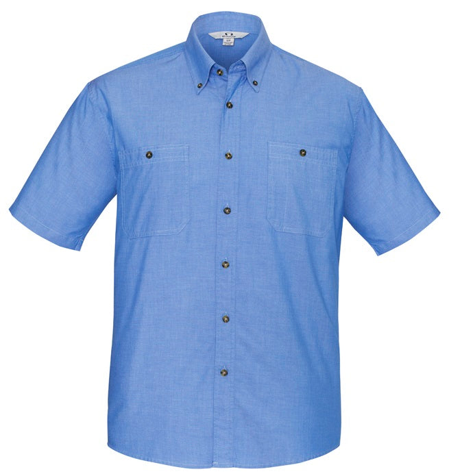 Biz Mens Wrinkle Free Chambray Short Sleeve Shirt (SH113) Mens Shirts Biz Collection - Ace Workwear