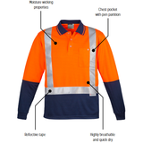 Syzmik Mens Hi Vis Spliced Polo - Long Sleeve Shoulder Taped (ZH234)