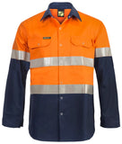 Workcraft Hi Vis Long Sleeve Cotton Drill Industrial Laungry Refletive Shirt With Press Studs (WS3072)