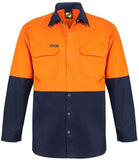 Workcraft Hi Vis long Sleeve Cotton Drill Industrial Laundry Shirt With Press Studs (WS3032)
