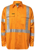 Workcraft Lightweight Hi Vis Long Sleeve Vented Cotton Drill Shirt With X Pattern CSR Reflective Tape (WS6010)