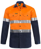 Workcraft Hi Vis Long Sleeve Cotton Drill Industrial Lanudry Reflective Shirt (WS3028)