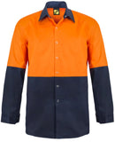 Workcraft Hi Vis Long Sleeve Cotton Drill Food Industry Shirt With Press Studs And Spare Pockets (WS3035)