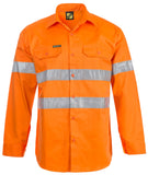Workcraft Hi Vis Long Sleeve Vented Cotton Drill Shirt With CSR Reflective Tape (WS4002)
