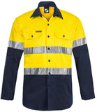 Workcraft Hi Vis Long Sleeve Cotton Drill Industrial Lanudry Reflective Shirt (WS3028)
