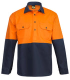 Workcraft Hi Vis Two Tone Half Placket Cotton Drill Shirt With Semi Gusset Sleeves (WS4256)