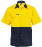 Workcraft Hi Vis Short Sleeve Cotton Drill Industrial Laundry Shirt With Press Studs (WS3063)