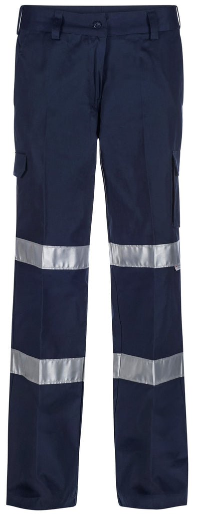 Workcraft Ladies Reflective Mid Weight Cargo Cotton Drill Trouser With Tape (WPL075)