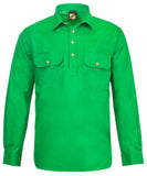 Workcraft Lightweight Long Sleeve Half Placket Cotton Drill Shirt With Contrast Buttons (WS3029)
