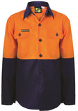 Workcraft Kids LIghtweight Hi Vis Long Sleeve Cotton Drill Shirt (WSK127)