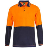 Workcraft Hi Vis Two Tone Long Sleeve Cotton Back Polo With Pocket (WSP402)
