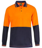 Workcraft Hi Vis Two Tone Long Sleeve Cotton Back Polo With Pocket (WSP402)
