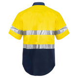 Workcraft Hi Vis Two Tone Short Sleeve Cotton Drill Shirt With CSR Reflection Tape (WS4001)