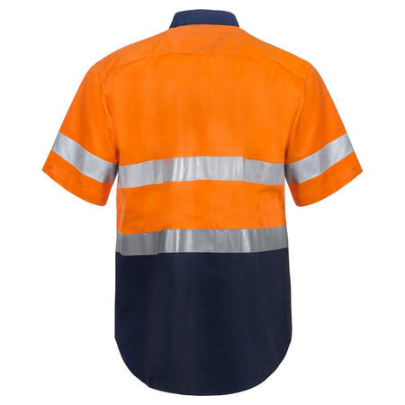 Workcraft Hi Vis Two Tone Short Sleeve Cotton Drill Shirt With CSR Reflection Tape (WS4001) - Ace Workwear