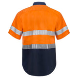 Workcraft Hi Vis Two Tone Short Sleeve Cotton Drill Shirt With CSR Reflection Tape (WS4001)