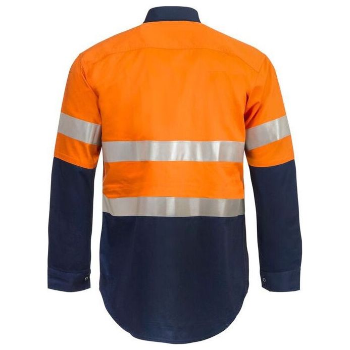 Workcraft Hi Vis Long Sleeve Cotton Drill Industrial Laungry Refletive Shirt With Press Studs (WS3072) - Ace Workwear