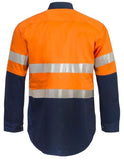 Workcraft Hi Vis Long Sleeve Cotton Drill Industrial Laungry Refletive Shirt With Press Studs (WS3072)