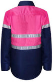 Workcraft Kids Lightweight Two Tone Long Sleeve Cotton Drill Shirt With CSR Reflective Tape (WSK129)