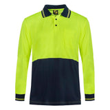 Workcraft Hi Vis Two Tone Lightweight Long Sleeve Micromesh Polo With Pocket (WSP209)