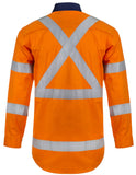 Workcraft Hi Vis Two Tone Front Long Sleeve Cotton Drrill Shirt With X Pattern CSR Reflective Tape (WS6020)
