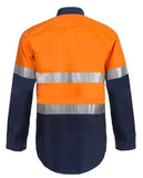 Workcraft Heavy Duty Hybrid Two Tone Half Placket Cotton Drill Shirt With Guesset Sleeves And CSR Reflective Tape (WS6031)