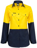 Workcraft Ladies Lightweight Hi Vis Long Sleeve Vented Cotton Drill Shirt (WSL502)