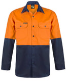 Workcraft Hi Vis Two Tone Long Sleeve Cotton Drill Shirt (WS3022)
