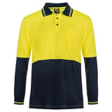 Workcraft Hi Vis Two Tone Long Sleeve Cotton Back Polo With Pocket (WSP402)
