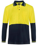 Workcraft Hi Vis Two Tone Long Sleeve Cotton Back Polo With Pocket (WSP402)