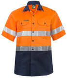 Workcraft Hi Vis Two Tone Short Sleeve Cotton Drill Shirt With CSR Reflection Tape (WS4001)
