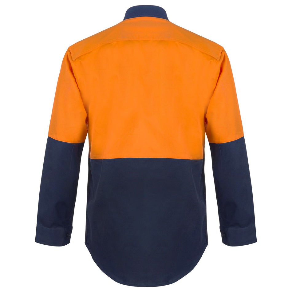 Workcraft Hi Vis Two Tone Long Sleeve Cotton Drill Shirt (WS3022) - Ace Workwear