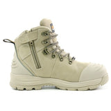 Bison XT Ankle Lace Up Zip Sided Boot - Stone (XTLZST) Zip Sided Safety Boots Bison - Ace Workwear