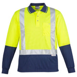 Syzmik Mens Hi Vis Spliced Polo - Long Sleeve Shoulder Taped (ZH234)