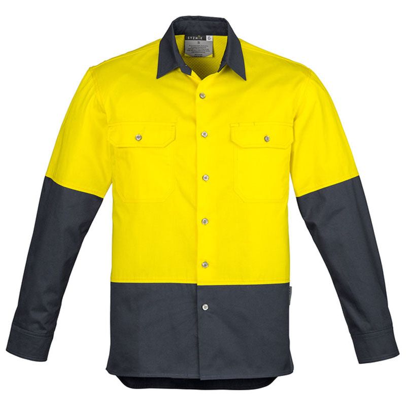 Mens Hi Vis Spliced Industrial Shirt (ZW122) - Ace Workwear (1285703008300)