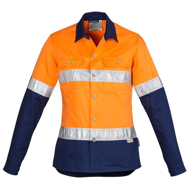 Syzmik Womens Hi Vis Spliced Industrial Shirt - Hoop Taped (ZWL123) - Ace Workwear
