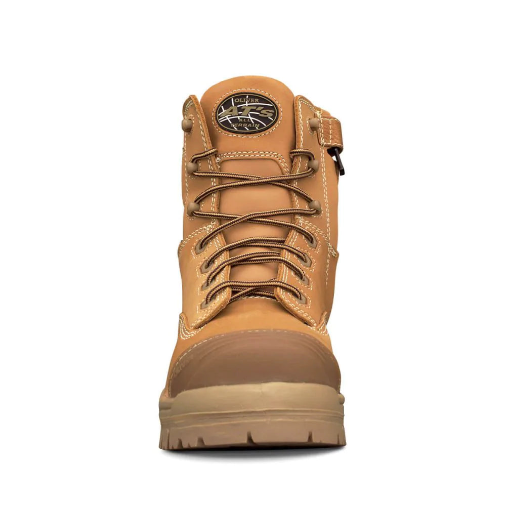 Oliver 150mm Wheat Zip Sided Lace Up Steel Cap Safety Boot With Scuff Cap (45-632Z) (Pre Order) - Ace Workwear