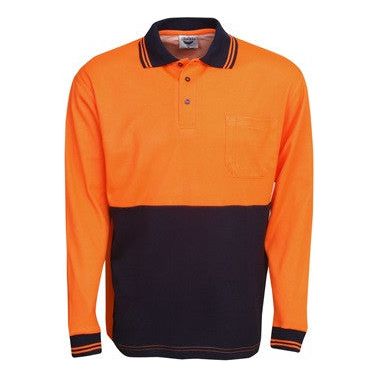 Hi Vis Cotton Back Polo Long Sleeve (P84) Hi Vis Plain Polo Blue Whale - Ace Workwear
