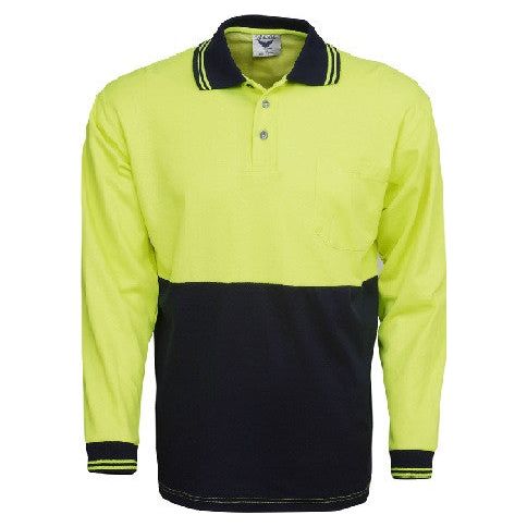 Hi Vis Cotton Back Polo Long Sleeve (P84) Hi Vis Plain Polo Blue Whale - Ace Workwear
