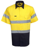 Hi Vis Cotton Twill Shirt with Reflective Tape Short Sleeve (C92) Hi Vis Shirts With Tape Blue Whale - Ace Workwear