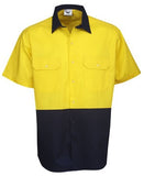 Hi Vis Cotton Twill Shirt Short Sleeve (C82) Hi Vis Shirts Blue Whale - Ace Workwear