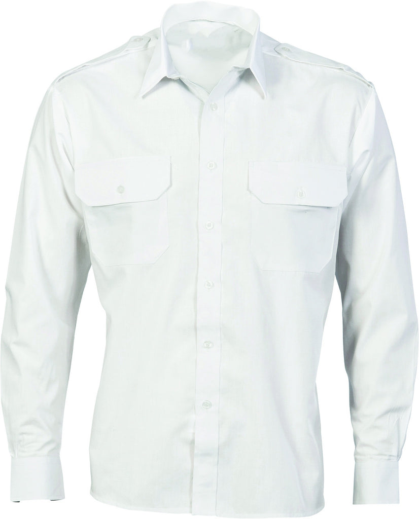 DNC Epaulette Polyester & Cotton Work Shirt Long Sleeve (3214) Industrial Shirts DNC Workwear - Ace Workwear