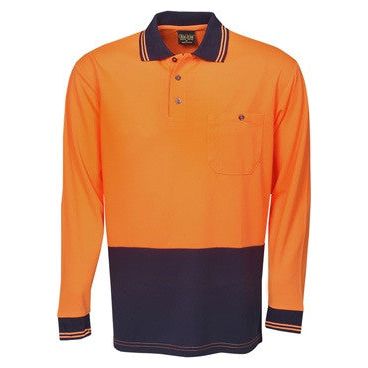 Hi Vis Light Weight Micro Mesh Polo Long Sleeve (P61) Hi Vis Plain Polo Blue Whale - Ace Workwear