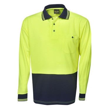 Hi Vis Light Weight Micro Mesh Polo Long Sleeve (P61) Hi Vis Plain Polo Blue Whale - Ace Workwear