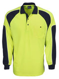 Hi Vis Micro Mesh Side Panel Polo Long Sleeve (P86) Hi Vis Polo With Designs Blue Whale - Ace Workwear
